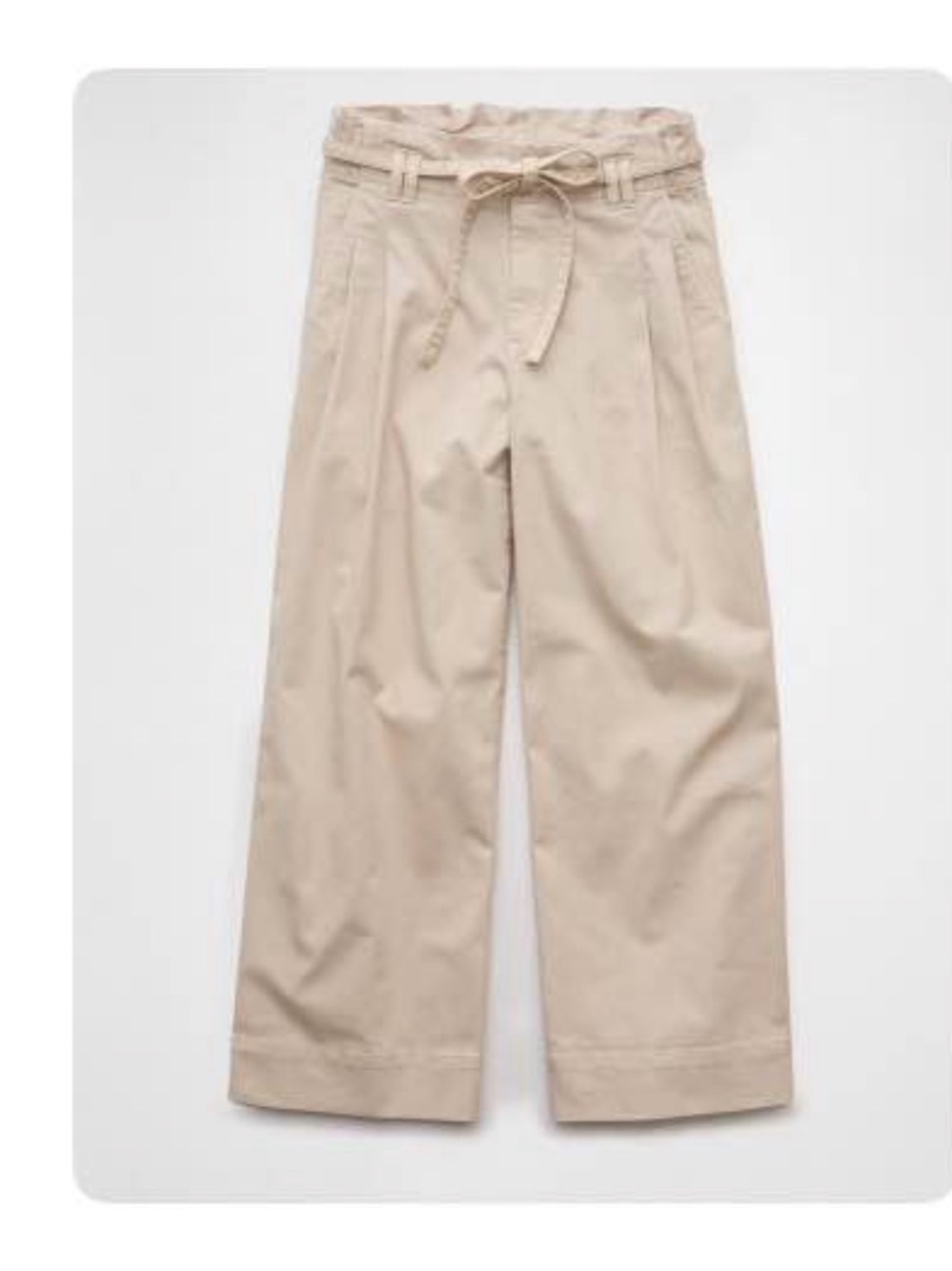 American Eagle Outfitters Paperbag Wide-Leg Pants — Light Beige